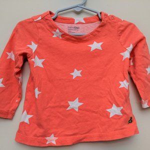 BabyGap Brannan Bear Coral T-shirt with Stars - EUC - 12-18m